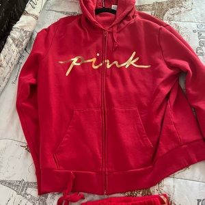 PINK Everyday Lounge Classic Jogger outfit in RED